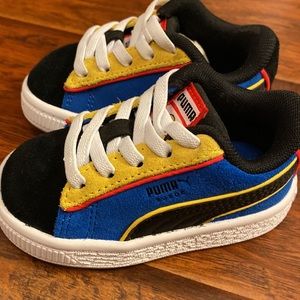 Puma Kids Blue Yellow Black Low-Top Sneakers